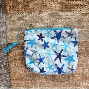 Blue and White Zipper Pouch